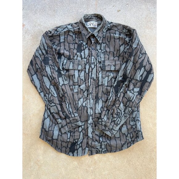 Vintage Duck Bay Camouflage Button-Up Shirt Long Sleeve Hunting Shirt M3 - Picture 1 of 5